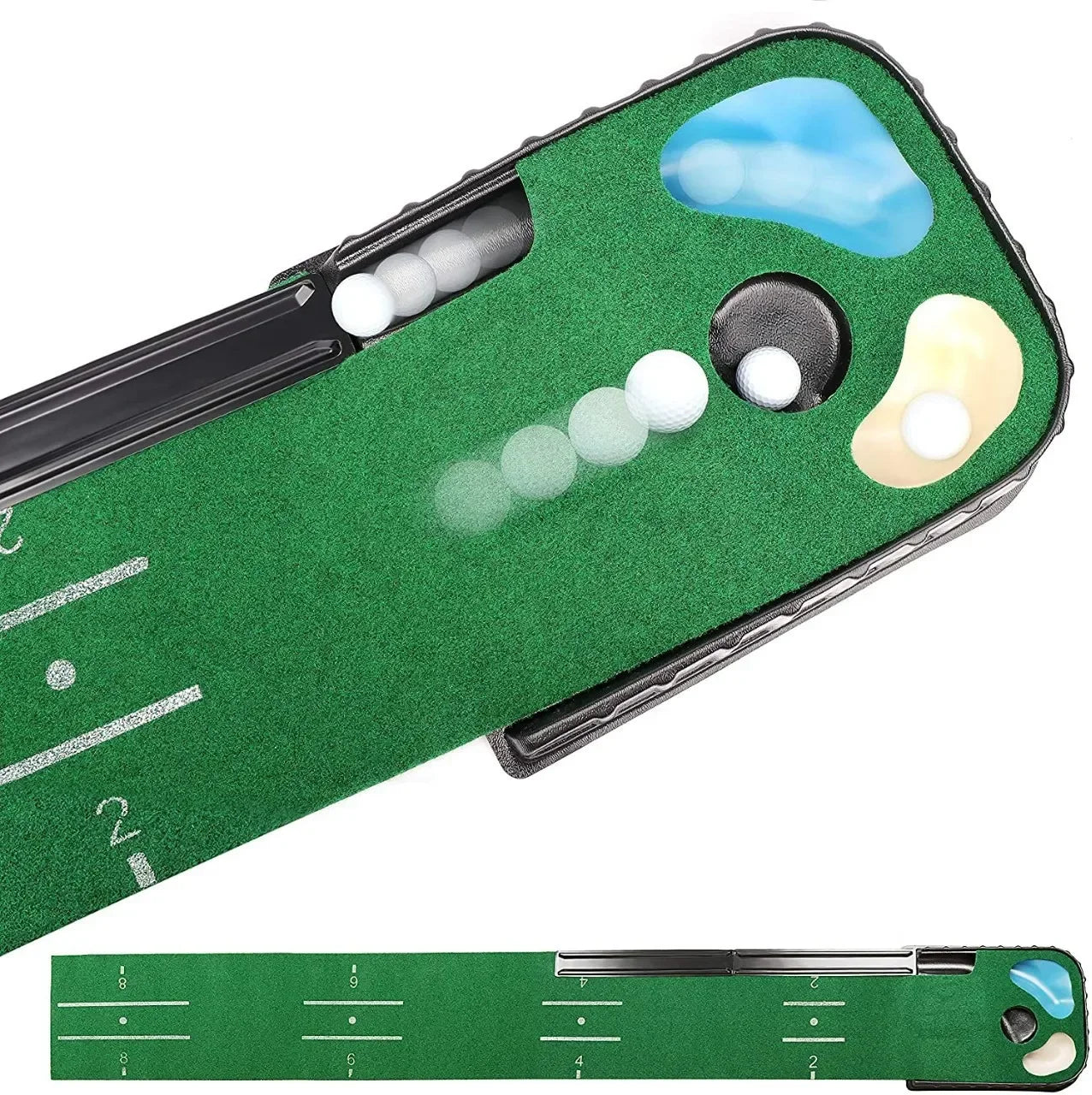 Golf Indoor Putting Mat Putter Trainer Green Carpet Practice Set Ball Return Mats PM005