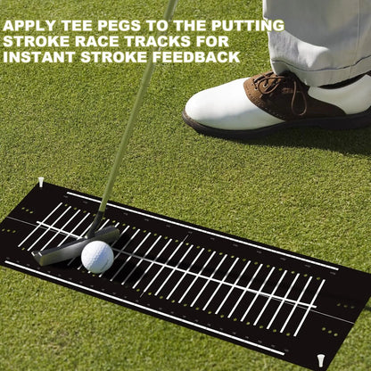 Indoor Golf Putting Mat -Practice Aid with Alignment Track and Putter Training